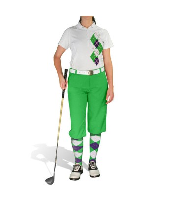 Golf Knickers: Ladies Argyle Paradise Golf Shirt - Lime/Purple/White ou a consommer sur place