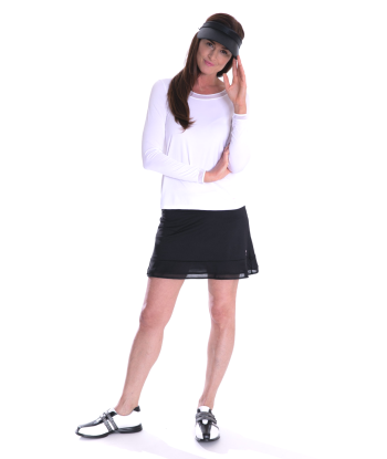 Golftini: Women's Long Sleeve Mesh Trim Top - White la livraison gratuite