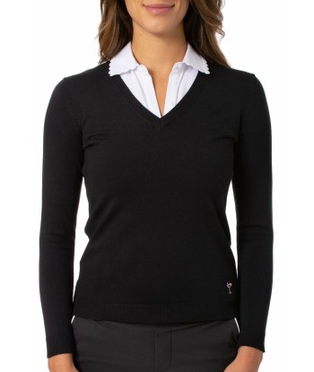 Golftini: Women's Long Sleeve V-Neck Sweater - Black prix