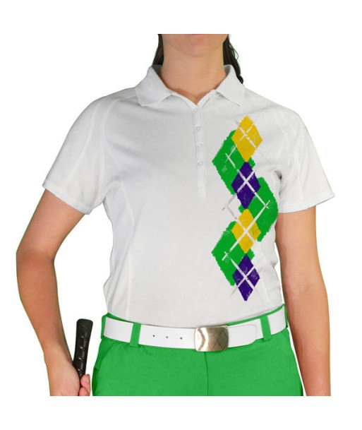 Golf Knickers: Ladies Argyle Paradise Golf Shirt - Lime/Purple/Yellow l'évolution des habitudes 