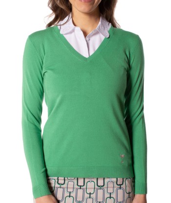 Golftini: Women's Long Sleeve V-Neck Sweater - Kelly Green JUSQU'A -70%! 