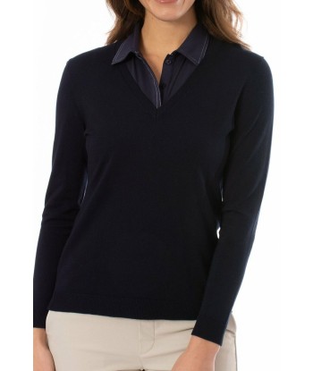 Golftini: Women's Long Sleeve V-Neck Sweater - Navy prix