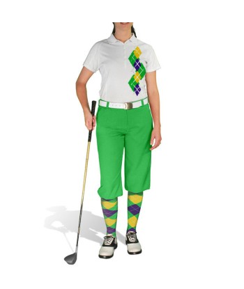 Golf Knickers: Ladies Argyle Paradise Golf Shirt - Lime/Purple/Yellow l'évolution des habitudes 