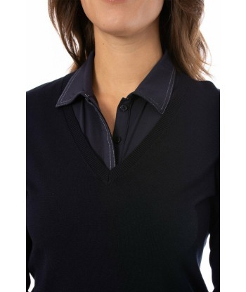 Golftini: Women's Long Sleeve V-Neck Sweater - Navy prix