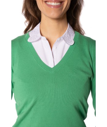 Golftini: Women's Long Sleeve V-Neck Sweater - Kelly Green JUSQU'A -70%! 