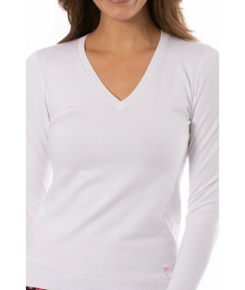 Golftini: Women's Long Sleeve V-Neck Sweater - White acheter en ligne