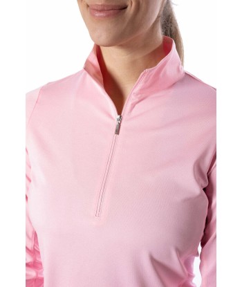 Golftini: Women's Long Sleeve Zip Mock Stretch Polo - Light Pink pas cher chine