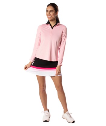 Golftini: Women's Long Sleeve Zip Mock Stretch Polo - Light Pink pas cher chine