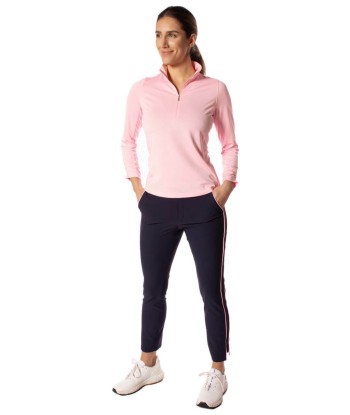 Golftini: Women's Long Sleeve Zip Mock Stretch Polo - Light Pink pas cher chine