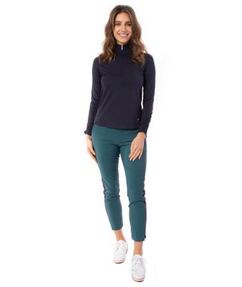 Golftini: Women's Long Sleeve Zip Mock Stretch Polo - Navy la colonne vertébrale