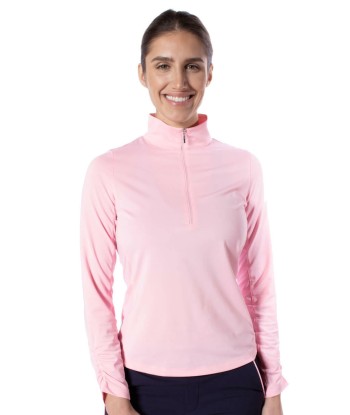 Golftini: Women's Long Sleeve Zip Mock Stretch Polo - Light Pink pas cher chine