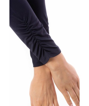 Golftini: Women's Long Sleeve Zip Mock Stretch Polo - Navy la colonne vertébrale