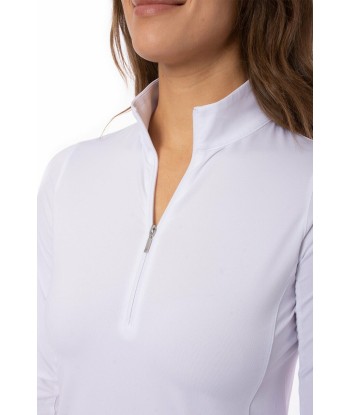 Golftini: Women's Long Sleeve Zip Mock Stretch Polo - White en ligne des produits 