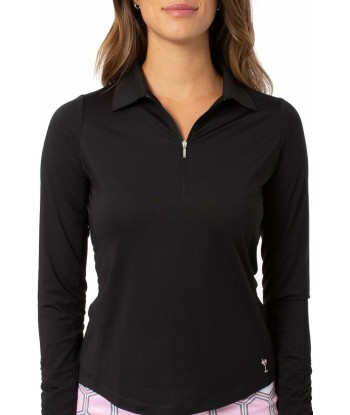 Golftini: Women's Long Sleeve Zip Tech Polo - Black 2023