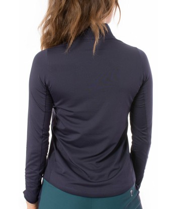 Golftini: Women's Long Sleeve Zip Mock Stretch Polo - Navy la colonne vertébrale