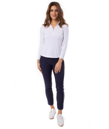 Golftini: Women's Long Sleeve Zip Mock Stretch Polo - White en ligne des produits 