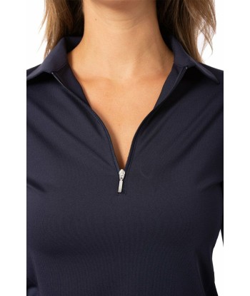 Golftini: Women's Long Sleeve Zip Tech Polo - Navy en stock