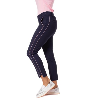 Golftini: Women's Navy with Light Pink Stripe Pull-On Stretch Ankle Pant Faites des économies