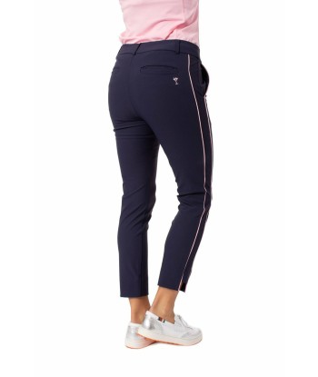 Golftini: Women's Navy with Light Pink Stripe Pull-On Stretch Ankle Pant Faites des économies