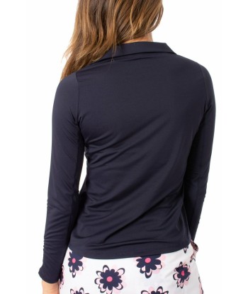 Golftini: Women's Long Sleeve Zip Tech Polo - Navy en stock