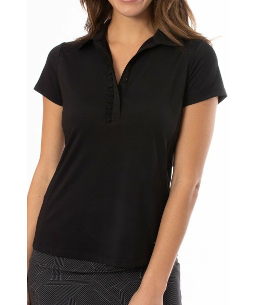 Golftini: Women's Short Sleeve Ruffle Tech Polo - Black l'achat 