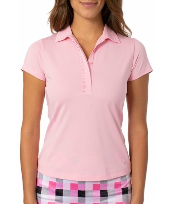 Golftini: Women's Short Sleeve Ruffle Tech Polo - Light Pink En savoir plus