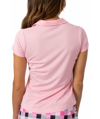 Golftini: Women's Short Sleeve Ruffle Tech Polo - Light Pink En savoir plus