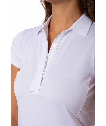 Golftini: Women's Short Sleeve Ruffle Tech Polo - White Venez acheter